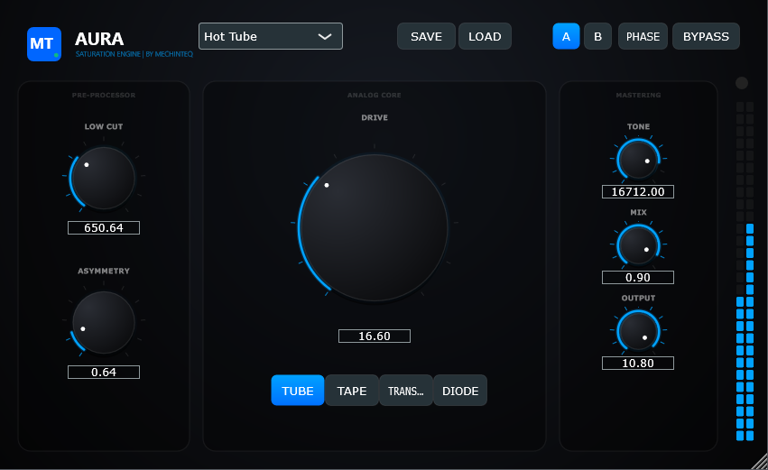 MT-AURA Saturation Engine — Plugin Interface